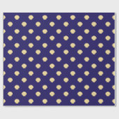 navy wrapping paper navy with golden sea scallops cadeaupapier (Vlak)