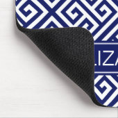 Navy Wt Med Greek Key Diag T Navy Name Monogram Muismat (Hoek)