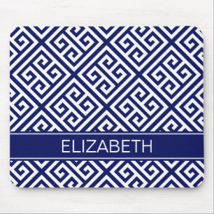 Navy Wt Med Greek Key Diag T Navy Name Monogram Muismat