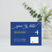 Navy Wyoming Wedding Save the Date Map Briefkaart (Staand voorkant)