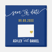 Navy Wyoming Wedding Save the Date State Map Magneet (Voorkant)