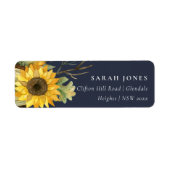 NAVY ya YELLOW SUNFLOWER WATERVERF FLORAL ADRES Etiket (Voorkant)