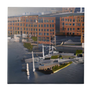 Navy Yard HD grafische abstracte kunst Tegeltje