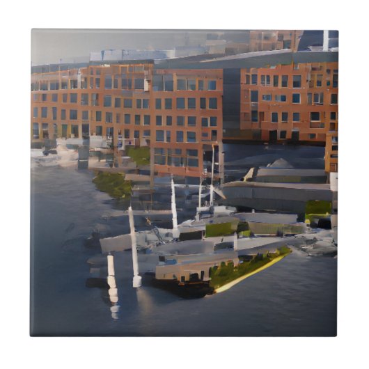 Navy Yard HD grafische abstracte kunst Tegeltje (Voorkant)