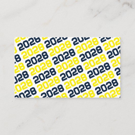 Navy & Yellow Afstuderen Mini Afstuderen Uitnodigi Visitekaartje (Achterkant)