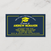 Navy & Yellow Afstuderen Mini Afstuderen Uitnodigi Visitekaartje (Voorkant)