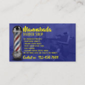 Navy Yellow Barber pole supply shop aangepaste fot Visitekaartje (Voorkant)