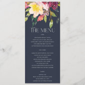 NAVY YELLOW BLUSH BURGUNDY FLORAL BUNCH WEDING MENU (Voorkant)