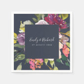 NAVY YELLOW BLUSH BURGUNDY FLORAL BUNCH WEDING SERVET (Voorkant)