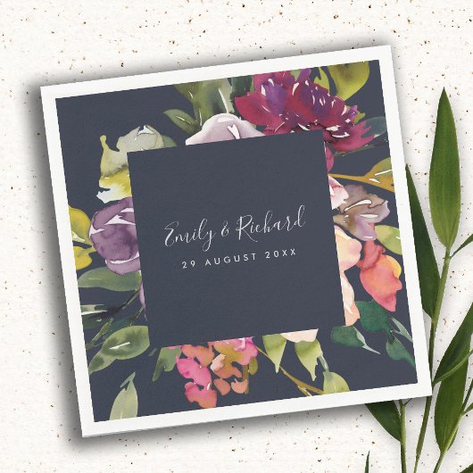 NAVY YELLOW BLUSH BURGUNDY FLORAL BUNCH WEDING SERVET