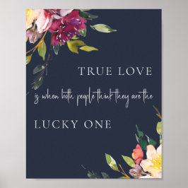 Navy Yellow Blush Burgundy Floral True Love Lucky Poster