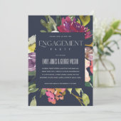 NAVY YELLOW BLUSH BURGUNDY FLORAL VERLOVING KAART (Staand voorkant)