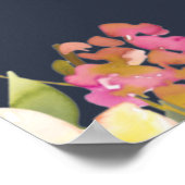 Navy Yellow Blush Burgundy Floral Weduwschap Welko Poster (Hoek)