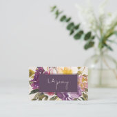 Navy Yellow Blush Burgundy Waterverf Floral Visitekaartje (Staand voorkant)