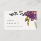 Navy Yellow Blush Burgundy Waterverf Floral Visitekaartje (Achterkant)