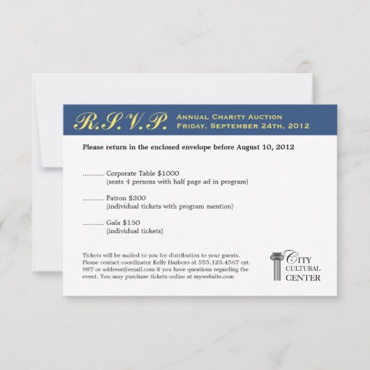 Navy yellow business gala event corporate RSVP (Voorkant)