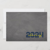 Navy & Yellow Chalkboard Afstuderen dank u kaart (Achterkant)