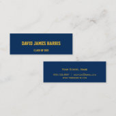 Navy yellow collegiate afstuderen insert-kaart contactkaartje (Voorkant / Achterkant)