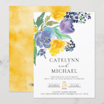 Navy Yellow en Paars Bright Floral Wedding