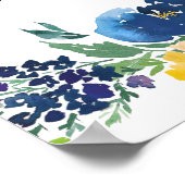 Navy Yellow en Paars Bright Floral Wedding Sign Poster (Hoek)