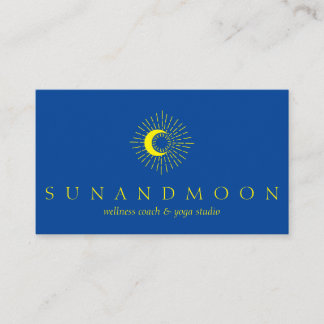 Navy Yellow Energy Healing Zon Maan Spiritueel Visitekaartje
