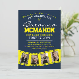 Navy & Yellow Filmstrip Afstuderen aankondiging