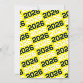 Navy & Yellow Modern Afstuderen Fotouitnodiging Kaart (Achterkant)