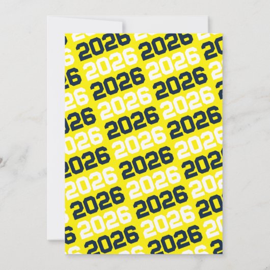 Navy & Yellow Modern Afstuderen Fotouitnodiging Kaart (Achterkant)