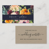 NAVY YELLOW ORANJE FLORA BUNCH WEDDING WEBSITE VISITEKAARTJE (Voorkant / Achterkant)