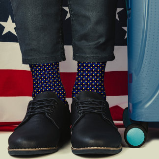 Navy Yellow Pixels Cool Checkered Pattern Abstract Sokken