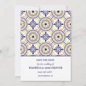 Navy Yellow Tegel Mediterranean save the date Kaart (Voorkant)