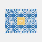 Navy & Yellow Trellis | Fleece Blanket (Voorkant (Horizontaal))