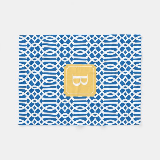 Navy & Yellow Trellis | Fleece Blanket (Voorkant (Horizontaal))