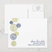 Navy & Yellow Twine Wereldbollen Wedding Save The  Aankondigingskaart (Voorkant / Achterkant)