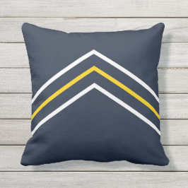 Navy Yellow White Chevron Outdoor Sierkussen