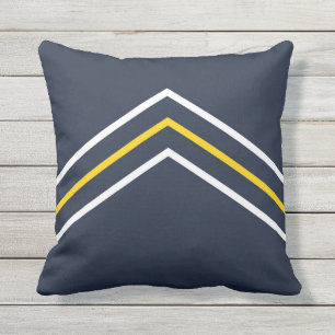 Navy Yellow White Chevron Outdoor Sierkussen