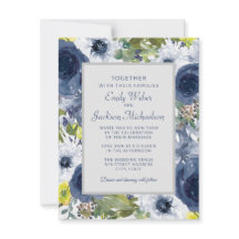 Navy Yellow White Floral and Grey Wedding