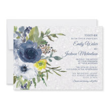 Navy Yellow White Floral en Lace Garden Wedding