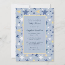 Navy & Yellow Winter Stars Persoonlijke Baby Showe