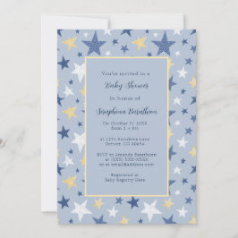 Navy & Yellow Winter Stars Persoonlijke Baby Showe Kaart