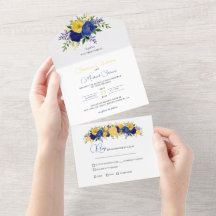 Navy & Yellowish Gold Floral Bouquet