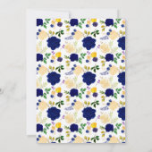 Navy & Yellowish Gold Floral Bouquet Wedding Invit Kaart (Achterkant)