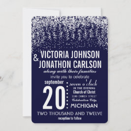 Navy Your Photo Confetti ModernTypografie Kaart