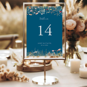 Navy Zalige Kleurrijke Boho Wildflower Wedding Kaart