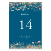 Navy Zalige Kleurrijke Boho Wildflower Wedding Kaart (Achterkant)