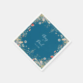 Navy Zalige Kleurrijke Boho Wildflower Wedding Servet (Hoek)