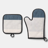 Navy Zee Blue White Beach Ovenwant & Pannenlap Set (Voorkant)
