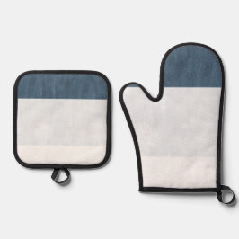 Navy Zee Blue White Beach Ovenwant & Pannenlap Set