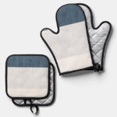 Navy Zee Blue White Beach Ovenwant & Pannenlap Set (Voorkant / Achterkant)