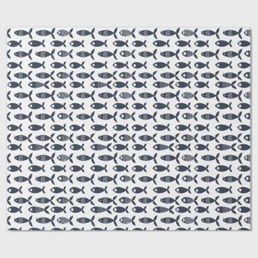 Navy Zee Fish Ocean Beach huis Scandinavisch Cadeaupapier (Vlak)